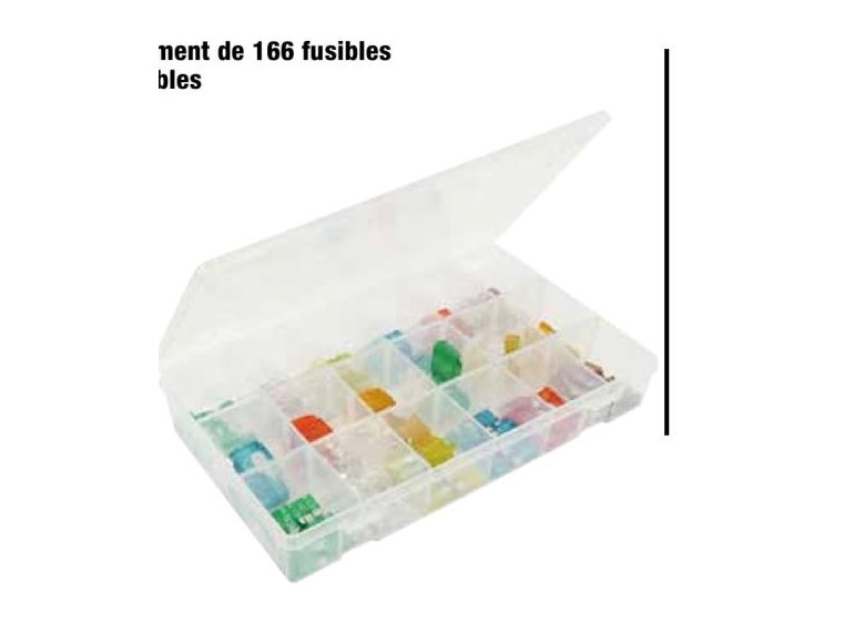 Assortiment de 166 fusibles enfichables mini, standard et maxi