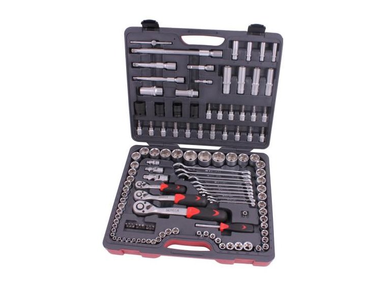 Coffret douilles 1/4" + 3/8" + 1/2" métriques et pouces 123 pièces