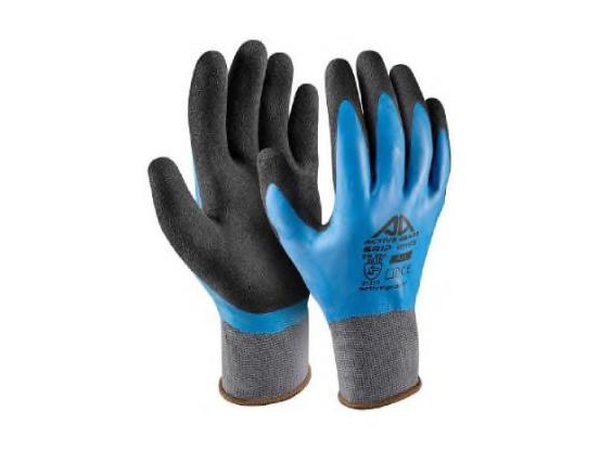 Gants Active Grip polyester latex lisse bleu + sablé noir 2131X