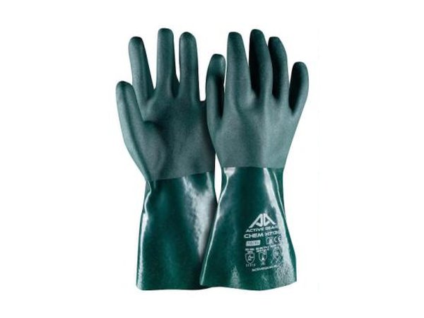 Gants PVC vert double trempage 40 cm Type A/JKLMPST 3121X