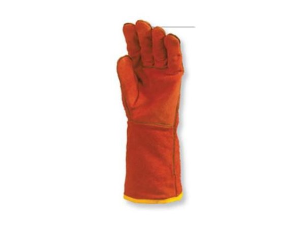 Gants soudeur anti-chaleur croûte de vachette rouge molletonné