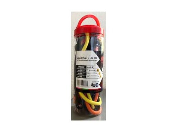 Lot de 6 sandows Ø 8 avec crochet inversé double fils